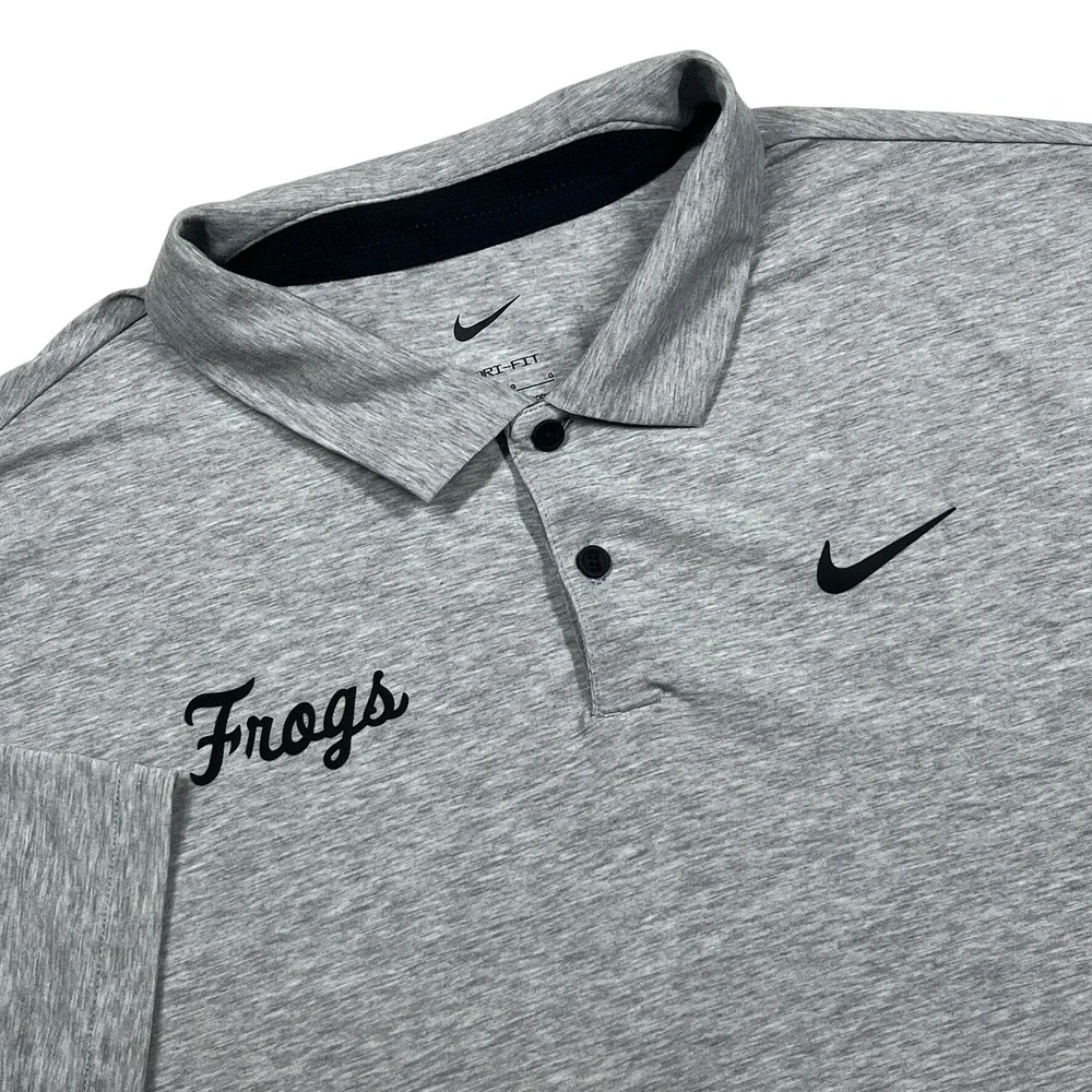 Nike Dri-FIT Polo Shirt Mens Large Grey Frogs Embroidered Golf Sport FQ2100-002
